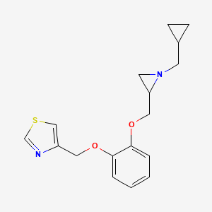 molecular formula C17H20N2O2S B2901122 4-[[2-[[1-(Cyclopropylmethyl)aziridin-2-yl]methoxy]phenoxy]methyl]-1,3-thiazole CAS No. 2418666-67-6