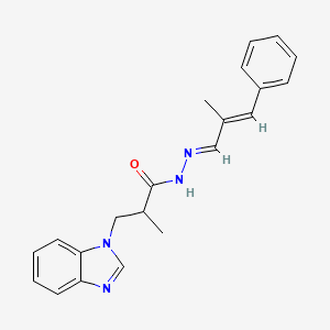 molecular formula C21H22N4O B2901125 (E)-3-(1H-benzo[d]imidazol-1-yl)-2-methyl-N'-((E)-2-methyl-3-phenylallylidene)propanehydrazide CAS No. 518018-81-0