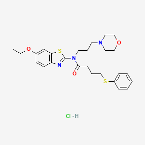 molecular formula C26H34ClN3O3S2 B2901170 N-(6-ethoxybenzo[d]thiazol-2-yl)-N-(3-morpholinopropyl)-4-(phenylthio)butanamide hydrochloride CAS No. 1189980-01-5