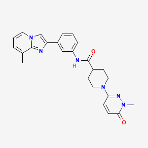 molecular formula C25H26N6O2 B2901173 1-(1-methyl-6-oxo-1,6-dihydropyridazin-3-yl)-N-(3-(8-methylimidazo[1,2-a]pyridin-2-yl)phenyl)piperidine-4-carboxamide CAS No. 1421526-34-2