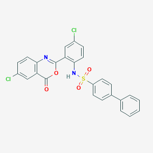 molecular formula C26H16Cl2N2O4S B290118 N-[4-chloro-2-(6-chloro-4-oxo-4H-3,1-benzoxazin-2-yl)phenyl][1,1'-biphenyl]-4-sulfonamide 