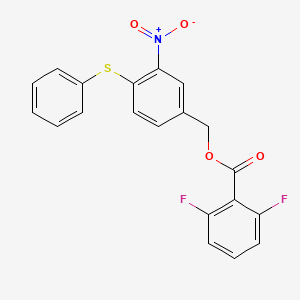 molecular formula C20H13F2NO4S B2901180 3-Nitro-4-(phenylsulfanyl)benzyl 2,6-difluorobenzenecarboxylate CAS No. 320424-18-8