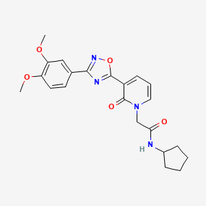 molecular formula C22H24N4O5 B2901182 N-cyclopentyl-2-(3-(3-(3,4-dimethoxyphenyl)-1,2,4-oxadiazol-5-yl)-2-oxopyridin-1(2H)-yl)acetamide CAS No. 1358492-11-1