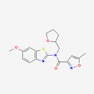 molecular formula C18H19N3O4S B2901191 N-(6-methoxybenzo[d]thiazol-2-yl)-5-methyl-N-((tetrahydrofuran-2-yl)methyl)isoxazole-3-carboxamide CAS No. 946304-77-4
