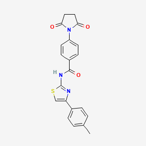 molecular formula C21H17N3O3S B2901202 4-(2,5-dioxopyrrolidin-1-yl)-N-[4-(4-methylphenyl)-1,3-thiazol-2-yl]benzamide CAS No. 406194-82-9