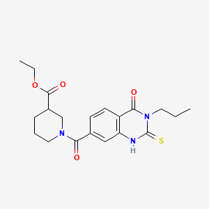 molecular formula C20H25N3O4S B2901207 ethyl 1-(4-oxo-3-propyl-2-sulfanylidene-1H-quinazoline-7-carbonyl)piperidine-3-carboxylate CAS No. 403728-07-4