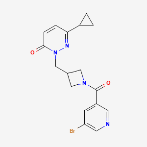 molecular formula C17H17BrN4O2 B2901208 2-[[1-(5-Bromopyridine-3-carbonyl)azetidin-3-yl]methyl]-6-cyclopropylpyridazin-3-one CAS No. 2310157-65-2