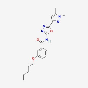 molecular formula C19H23N5O3 B2901222 N-(5-(1,5-dimethyl-1H-pyrazol-3-yl)-1,3,4-oxadiazol-2-yl)-3-(pentyloxy)benzamide CAS No. 1019101-73-5