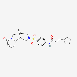 molecular formula C25H31N3O4S B2901224 3-cyclopentyl-N-(4-((8-oxo-5,6-dihydro-1H-1,5-methanopyrido[1,2-a][1,5]diazocin-3(2H,4H,8H)-yl)sulfonyl)phenyl)propanamide CAS No. 681270-02-0