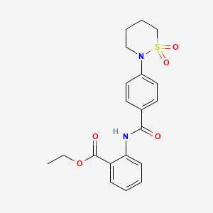 molecular formula C20H22N2O5S B2901225 Ethyl 2-[[4-(1,1-dioxothiazinan-2-yl)benzoyl]amino]benzoate CAS No. 941900-47-6