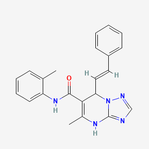 molecular formula C22H21N5O B2901226 (E)-5-methyl-7-styryl-N-(o-tolyl)-4,7-dihydro-[1,2,4]triazolo[1,5-a]pyrimidine-6-carboxamide CAS No. 725218-70-2