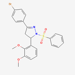molecular formula C23H21BrN2O4S B2901236 5-(2,3-Dimethoxyphenyl)-3-(4-bromophenyl)-1-(phenylsulfonyl)-2-pyrazoline CAS No. 361480-19-5
