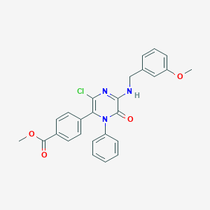 molecular formula C26H22ClN3O4 B290124 Methyl 4-{3-chloro-5-[(3-methoxybenzyl)amino]-6-oxo-1-phenyl-1,6-dihydro-2-pyrazinyl}benzoate 