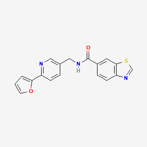 molecular formula C18H13N3O2S B2901240 N-((6-(furan-2-yl)pyridin-3-yl)methyl)benzo[d]thiazole-6-carboxamide CAS No. 2034306-92-6