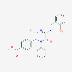 molecular formula C26H22ClN3O4 B290126 Methyl 4-{3-chloro-5-[(2-methoxybenzyl)amino]-6-oxo-1-phenyl-1,6-dihydro-2-pyrazinyl}benzoate 