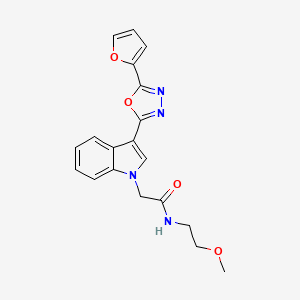 molecular formula C19H18N4O4 B2901265 2-(3-(5-(furan-2-yl)-1,3,4-oxadiazol-2-yl)-1H-indol-1-yl)-N-(2-methoxyethyl)acetamide CAS No. 1021118-83-1