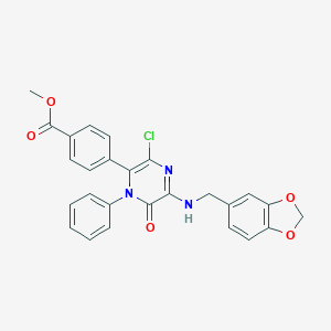 molecular formula C26H20ClN3O5 B290129 Methyl 4-{5-[(1,3-benzodioxol-5-ylmethyl)amino]-3-chloro-6-oxo-1-phenyl-1,6-dihydro-2-pyrazinyl}benzoate 