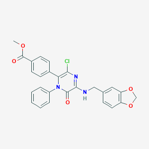 Methyl 4-{5-[(1,3-benzodioxol-5-ylmethyl)amino]-3-chloro-6-oxo-1-phenyl-1,6-dihydro-2-pyrazinyl}benzoate