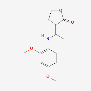molecular formula C14H17NO4 B2901298 3-[(E)-1-(2,4-dimethoxyanilino)ethylidene]dihydro-2(3H)-furanone CAS No. 200932-30-5