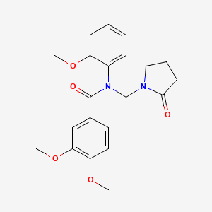 molecular formula C21H24N2O5 B2901299 3,4-dimethoxy-N-(2-methoxyphenyl)-N-[(2-oxopyrrolidin-1-yl)methyl]benzamide CAS No. 852155-58-9