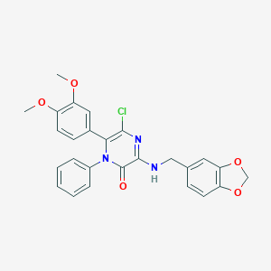 3-[(1,3-benzodioxol-5-ylmethyl)amino]-5-chloro-6-(3,4-dimethoxyphenyl)-1-phenyl-2(1H)-pyrazinone