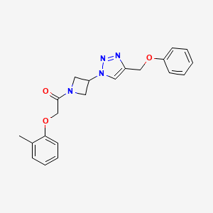 molecular formula C21H22N4O3 B2901307 1-(3-(4-(phenoxymethyl)-1H-1,2,3-triazol-1-yl)azetidin-1-yl)-2-(o-tolyloxy)ethanone CAS No. 2034339-97-2