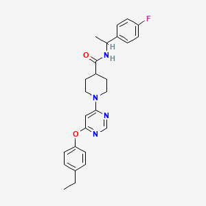 molecular formula C26H29FN4O2 B2901309 1-(6-(4-ethylphenoxy)pyrimidin-4-yl)-N-(1-(4-fluorophenyl)ethyl)piperidine-4-carboxamide CAS No. 1251553-52-2
