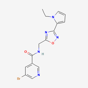 molecular formula C15H14BrN5O2 B2901311 5-bromo-N-((3-(1-ethyl-1H-pyrrol-2-yl)-1,2,4-oxadiazol-5-yl)methyl)nicotinamide CAS No. 2034502-84-4