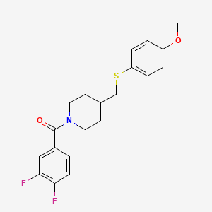 molecular formula C20H21F2NO2S B2901322 (3,4-Difluorophenyl)(4-(((4-methoxyphenyl)thio)methyl)piperidin-1-yl)methanone CAS No. 1421499-95-7