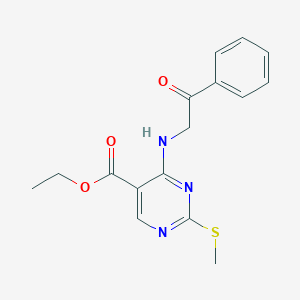 Ethyl 2-(methylsulfanyl)-4-[(2-oxo-2-phenylethyl)amino]-5-pyrimidinecarboxylate