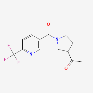 molecular formula C13H13F3N2O2 B2901350 1-(1-(6-(Trifluoromethyl)nicotinoyl)pyrrolidin-3-yl)ethanone CAS No. 2034463-04-0