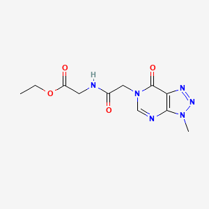 molecular formula C11H14N6O4 B2901359 ethyl 2-(2-(3-methyl-7-oxo-3H-[1,2,3]triazolo[4,5-d]pyrimidin-6(7H)-yl)acetamido)acetate CAS No. 1021111-67-0