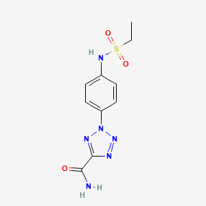 molecular formula C10H12N6O3S B2901372 2-(4-(ethylsulfonamido)phenyl)-2H-tetrazole-5-carboxamide CAS No. 1396809-75-8