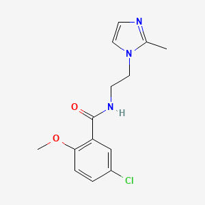 molecular formula C14H16ClN3O2 B2901373 5-chloro-2-methoxy-N-(2-(2-methyl-1H-imidazol-1-yl)ethyl)benzamide CAS No. 1286712-26-2