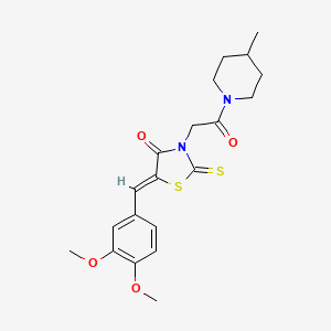 molecular formula C20H24N2O4S2 B2901382 (5Z)-5-[(3,4-dimethoxyphenyl)methylidene]-3-[2-(4-methylpiperidin-1-yl)-2-oxoethyl]-2-sulfanylidene-1,3-thiazolidin-4-one CAS No. 681832-58-6