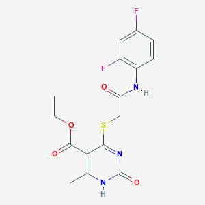 molecular formula C16H15F2N3O4S B2901389 ethyl 4-[2-(2,4-difluoroanilino)-2-oxoethyl]sulfanyl-6-methyl-2-oxo-1H-pyrimidine-5-carboxylate CAS No. 946253-10-7