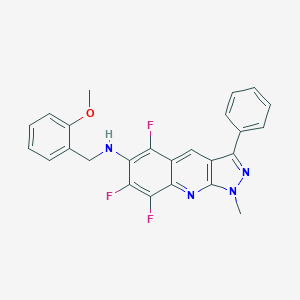 molecular formula C25H19F3N4O B290139 N-(2-methoxybenzyl)-N-(5,7,8-trifluoro-1-methyl-3-phenyl-1H-pyrazolo[3,4-b]quinolin-6-yl)amine 