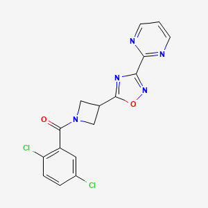molecular formula C16H11Cl2N5O2 B2901392 (2,5-Dichlorophenyl)(3-(3-(pyrimidin-2-yl)-1,2,4-oxadiazol-5-yl)azetidin-1-yl)methanone CAS No. 1323775-54-7