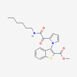 molecular formula C22H24N2O4S B2901397 methyl 3-{2-[2-(hexylamino)-2-oxoacetyl]-1H-pyrrol-1-yl}-1-benzothiophene-2-carboxylate CAS No. 477872-73-4