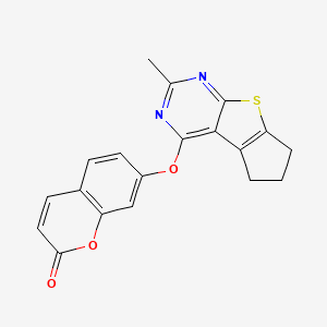 molecular formula C19H14N2O3S B2901400 7-[(2-methyl-6,7-dihydro-5H-cyclopenta[4,5]thieno[2,3-d]pyrimidin-4-yl)oxy]-2H-chromen-2-one CAS No. 314260-76-9