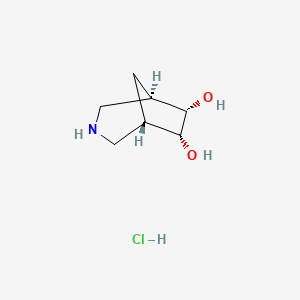 molecular formula C7H14ClNO2 B2901402 (1R,5S,6R,7S)-3-Azabicyclo[3.2.1]octane-6,7-diol;hydrochloride CAS No. 2402789-66-4