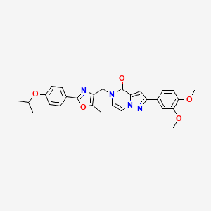 molecular formula C28H28N4O5 B2901415 2-(3,4-dimethoxyphenyl)-5-((2-(4-isopropoxyphenyl)-5-methyloxazol-4-yl)methyl)pyrazolo[1,5-a]pyrazin-4(5H)-one CAS No. 1285929-99-8