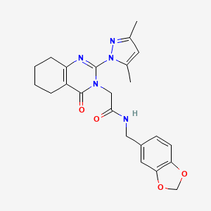 molecular formula C23H25N5O4 B2901418 N-(1,3-benzodioxol-5-ylmethyl)-2-[2-(3,5-dimethyl-1H-pyrazol-1-yl)-4-oxo-5,6,7,8-tetrahydroquinazolin-3(4H)-yl]acetamide CAS No. 1006859-58-0