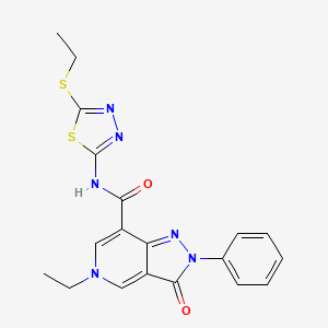 molecular formula C19H18N6O2S2 B2901421 5-ethyl-N-(5-(ethylthio)-1,3,4-thiadiazol-2-yl)-3-oxo-2-phenyl-3,5-dihydro-2H-pyrazolo[4,3-c]pyridine-7-carboxamide CAS No. 921576-41-2