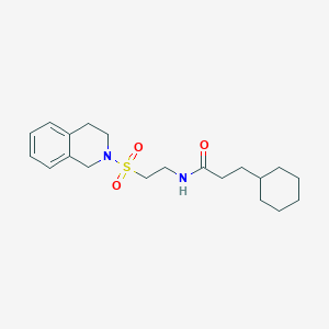 molecular formula C20H30N2O3S B2901423 3-cyclohexyl-N-(2-((3,4-dihydroisoquinolin-2(1H)-yl)sulfonyl)ethyl)propanamide CAS No. 922087-36-3