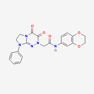molecular formula C21H19N5O5 B2901427 N-(2,3-dihydrobenzo[b][1,4]dioxin-6-yl)-2-(3,4-dioxo-8-phenyl-3,4,7,8-tetrahydroimidazo[2,1-c][1,2,4]triazin-2(6H)-yl)acetamide CAS No. 941887-13-4