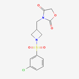 molecular formula C13H13ClN2O5S B2901430 3-((1-((3-Chlorophenyl)sulfonyl)azetidin-3-yl)methyl)oxazolidine-2,4-dione CAS No. 2034234-02-9