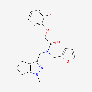 molecular formula C21H22FN3O3 B2901431 2-(2-fluorophenoxy)-N-(furan-2-ylmethyl)-N-((1-methyl-1,4,5,6-tetrahydrocyclopenta[c]pyrazol-3-yl)methyl)acetamide CAS No. 1795304-88-9
