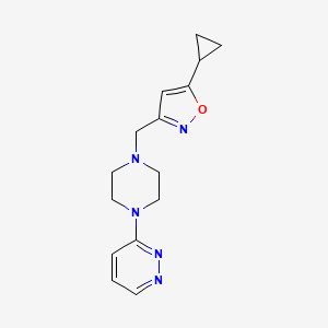 molecular formula C15H19N5O B2901437 5-Cyclopropyl-3-[(4-pyridazin-3-ylpiperazin-1-yl)methyl]-1,2-oxazole CAS No. 2415471-96-2