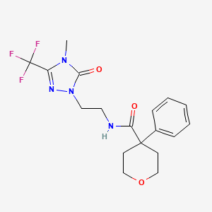 N-(2-(4-methyl-5-oxo-3-(trifluoromethyl)-4,5-dihydro-1H-1,2,4-triazol-1-yl)ethyl)-4-phenyltetrahydro-2H-pyran-4-carboxamide